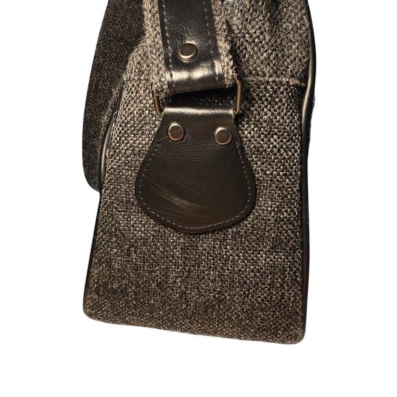 Vintage PIERRE CARDIN Gray Black Tweed Carry On Shoulder Bag with Strap Unisex - Picture 11 of 13